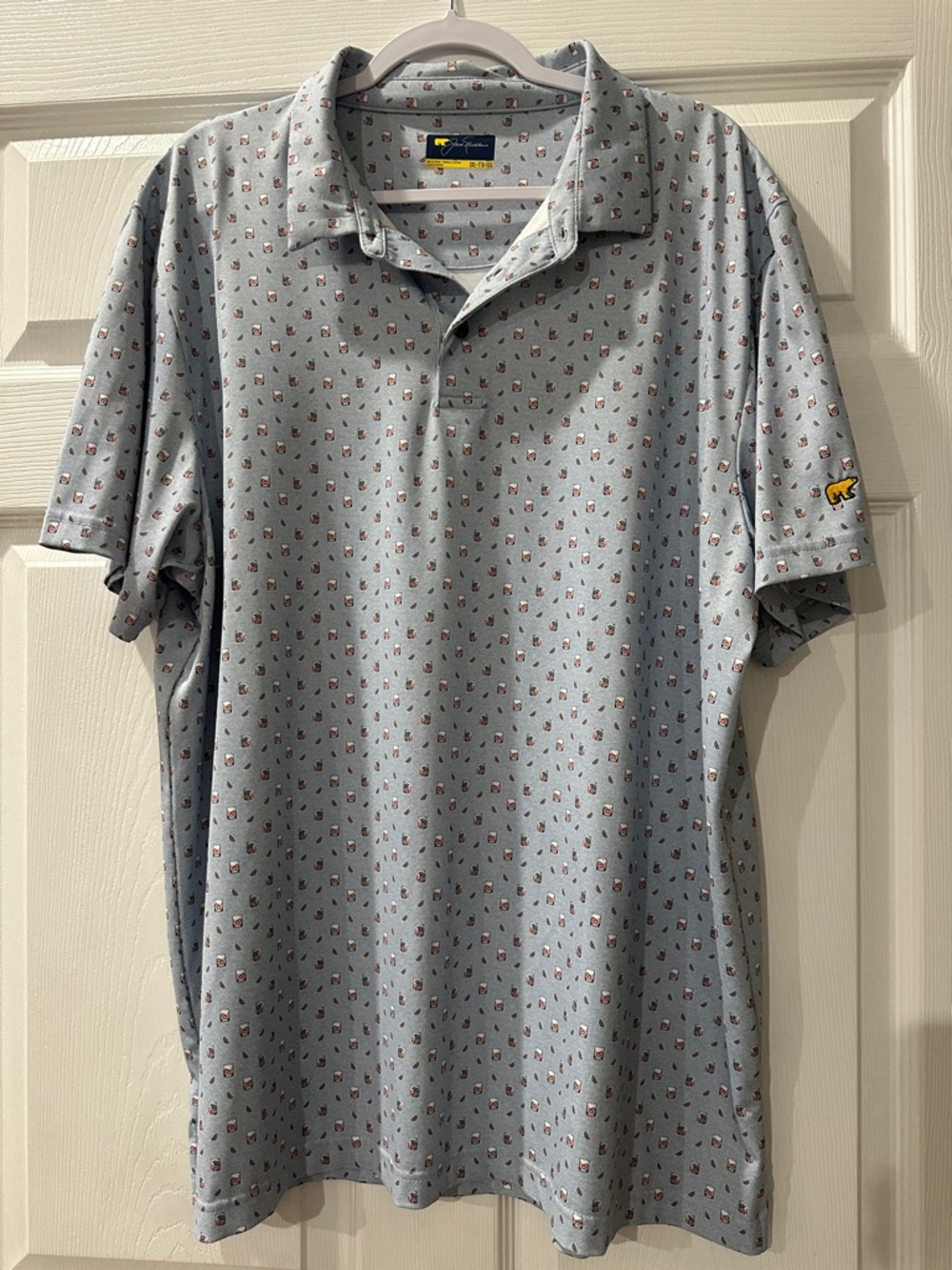 Jack Nicklaus Pale Blue Golf shirt with drink prints